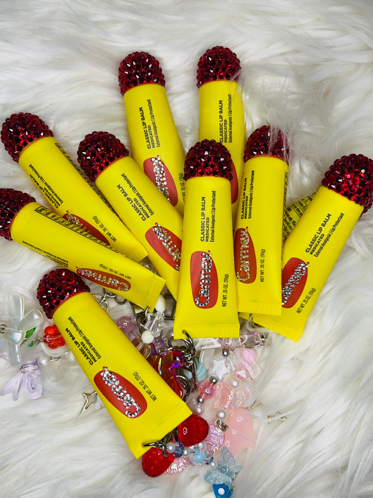 Bling Carmex Lip Gloss Keychains