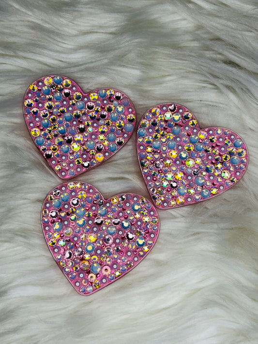 Heart Phone Grip: Baby Pink Opal & White Pearls