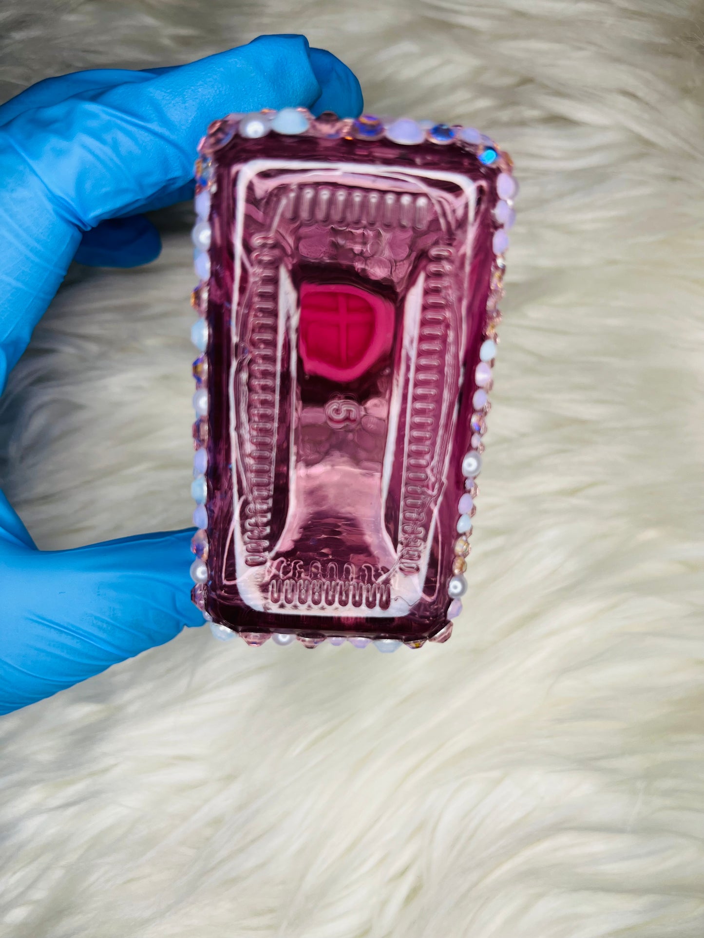 Baby Pink & White Pearls Bling “Self Love Elixir” Bottle (Empty)