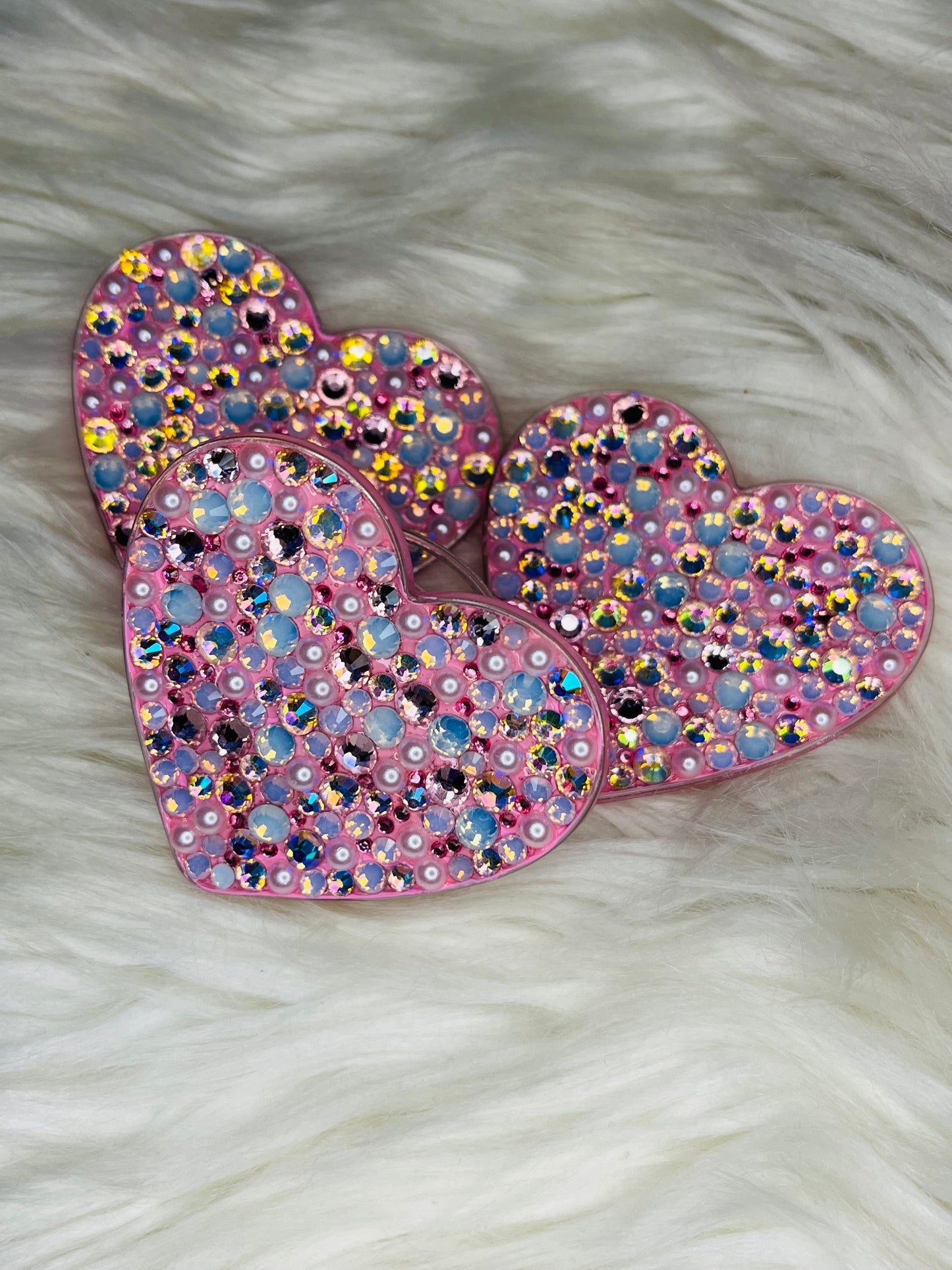 Heart Phone Grip: Baby Pink Opal & White Pearls