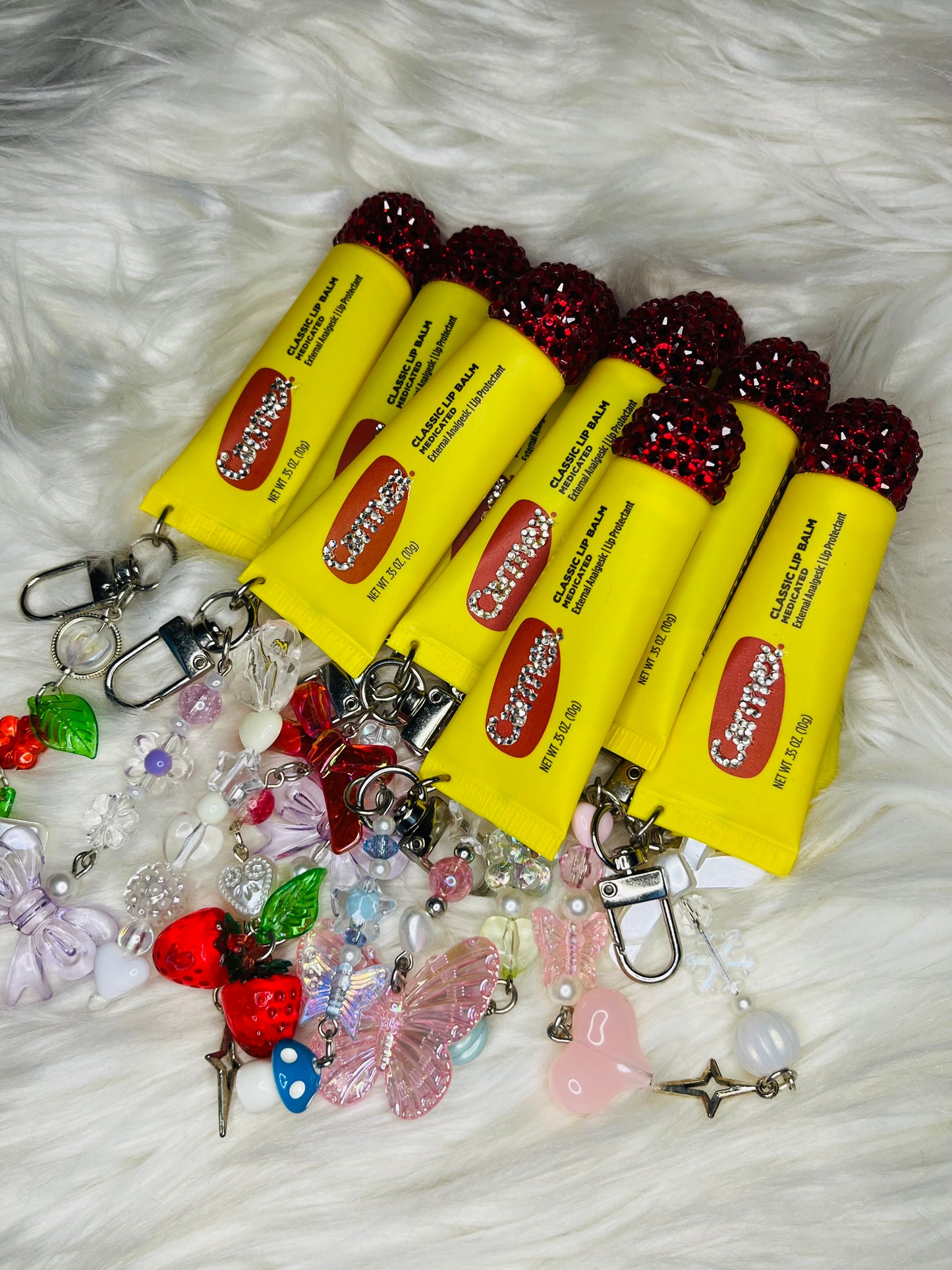 Bling Carmex Lip Gloss Keychains