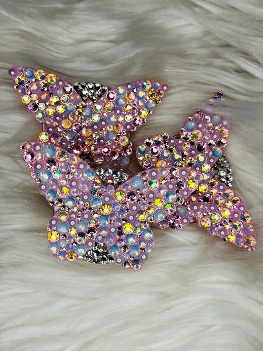 Butterfly Phone Grip: Baby Pink Opal & White Pearls