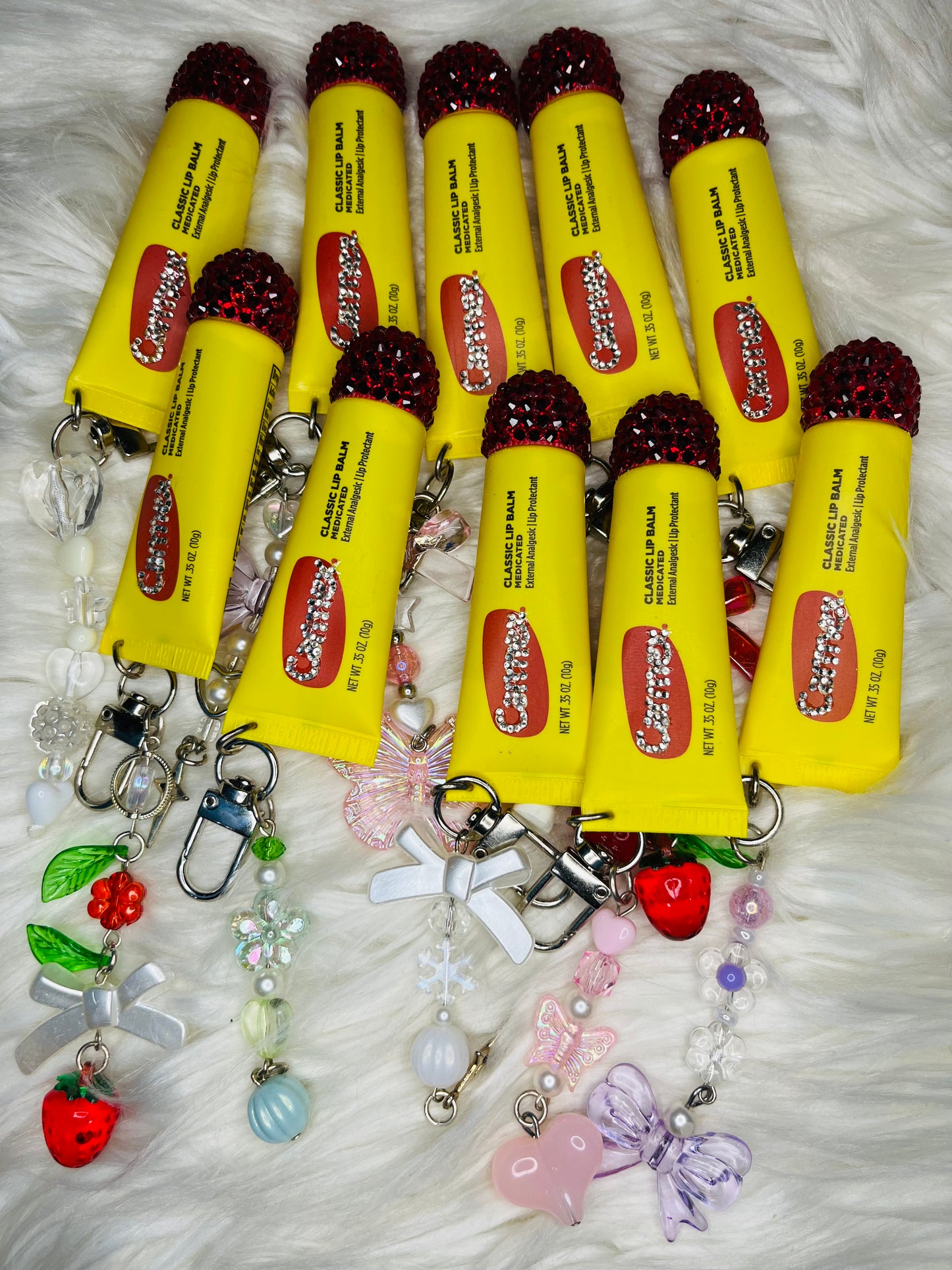 Bling Carmex Lip Gloss Keychains